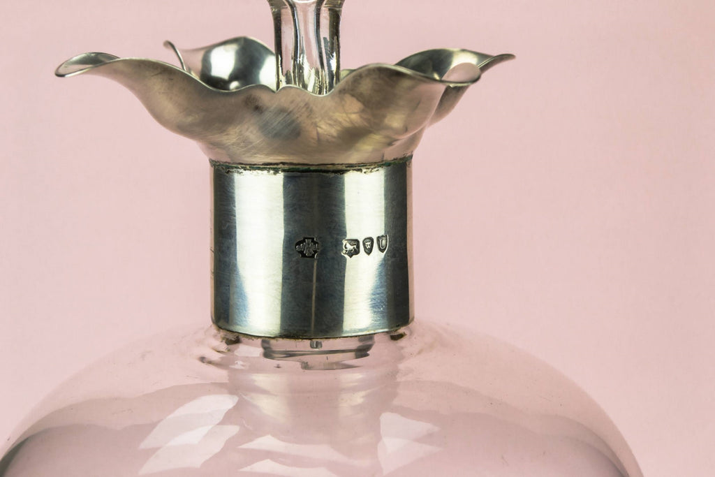 Large silver glass decanter