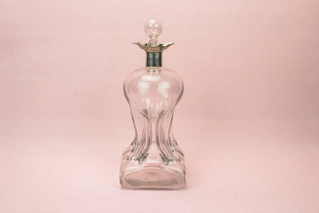 Large silver glass decanter