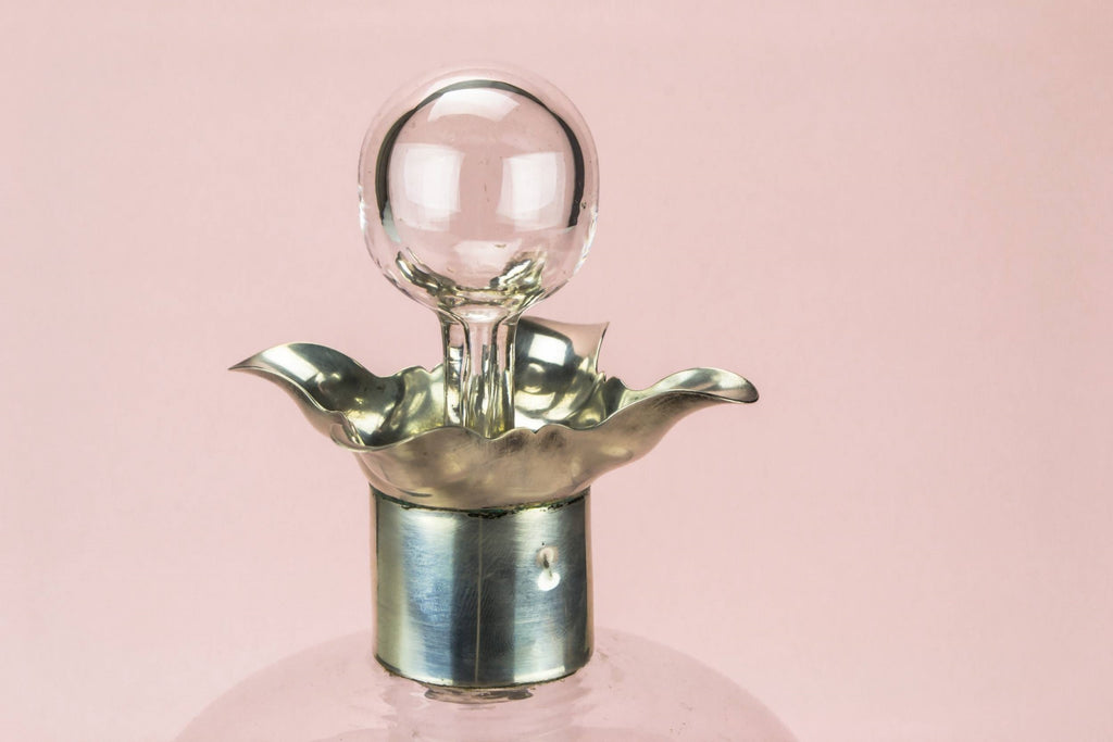 Large silver glass decanter