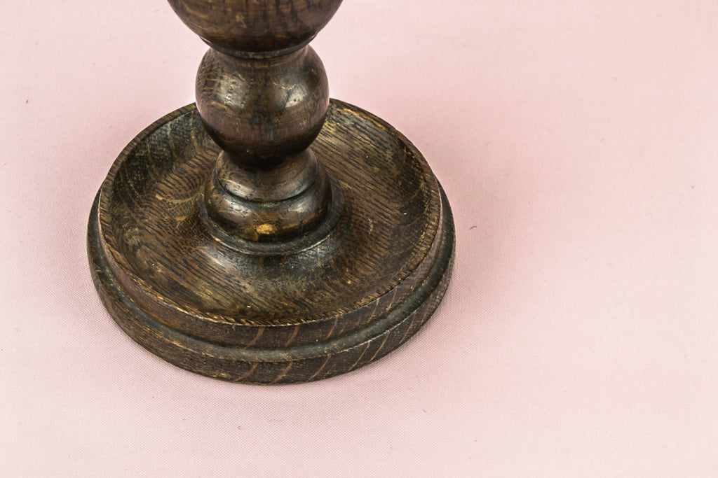 2 oak baluster candlesticks