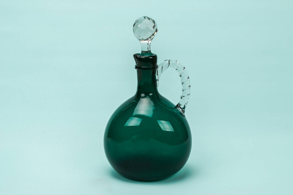 Green glass flask decanter