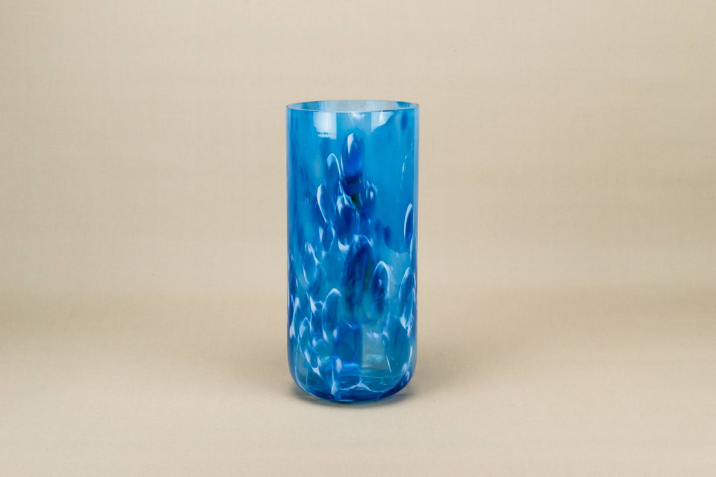 Mottled blue glass vase