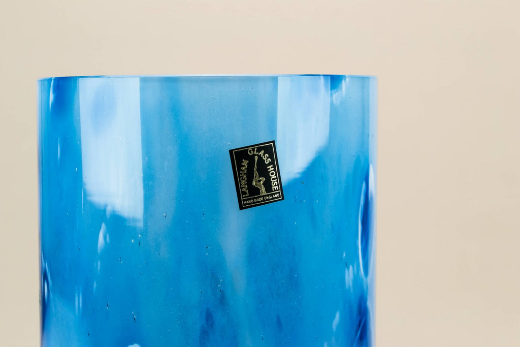 Mottled blue glass vase