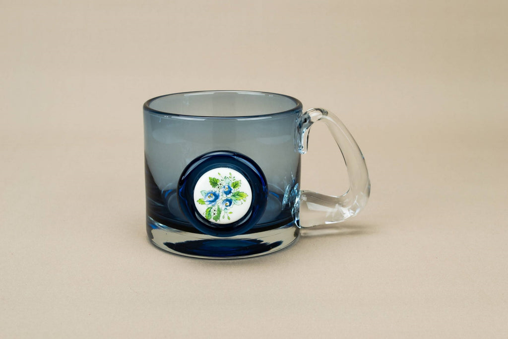 Blue glass beer tankard