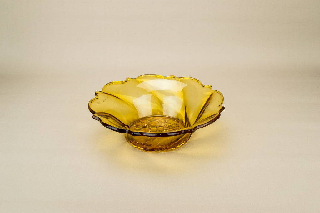 Amber glass fruit bowl