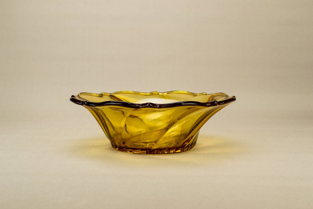 Amber glass fruit bowl