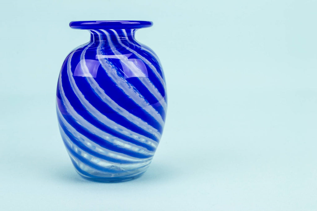 Small blue streak vase