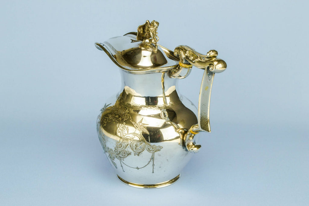 Silver plated lion water jug