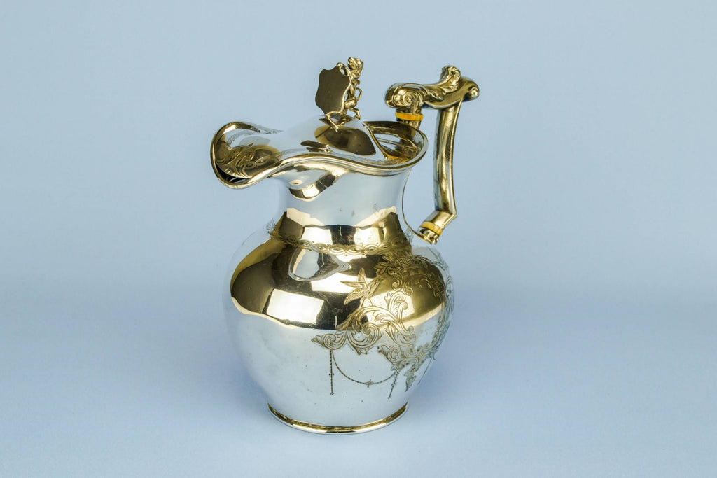 Silver plated lion water jug