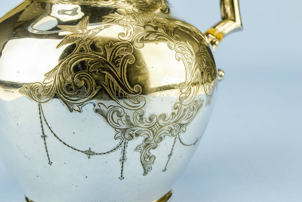 Silver plated lion water jug