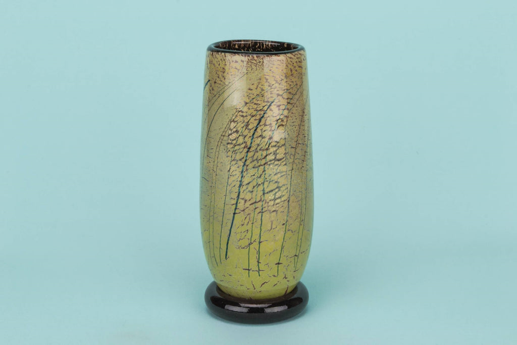 Small speckled glass vase