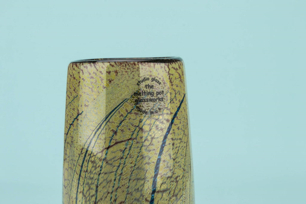 Small speckled glass vase