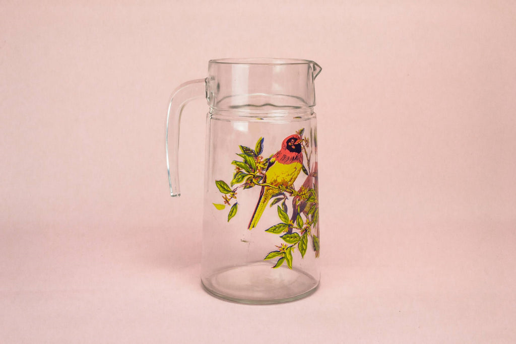 Pimms red birds glass jug