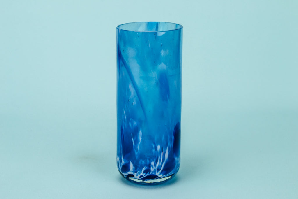 Small blue glass vase