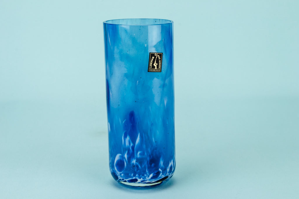 Small blue glass vase