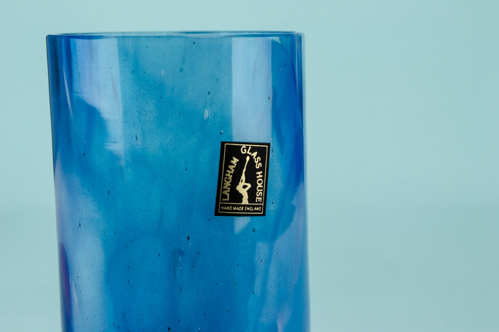 Small blue glass vase