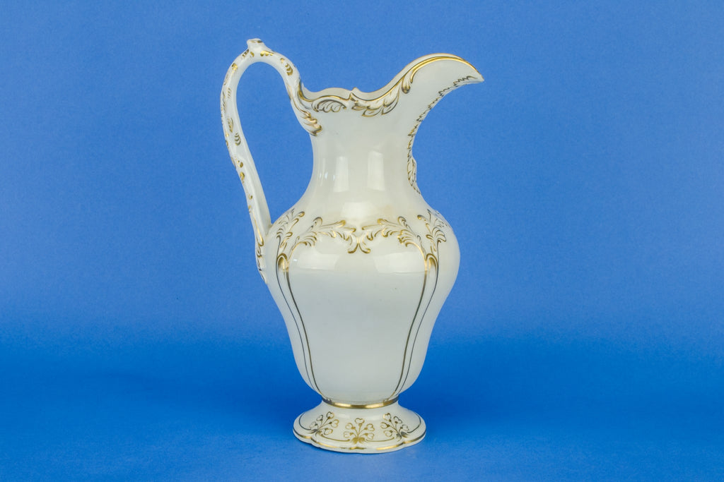 White and gold flower jug