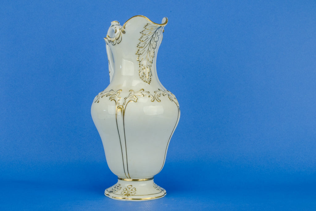 White and gold flower jug