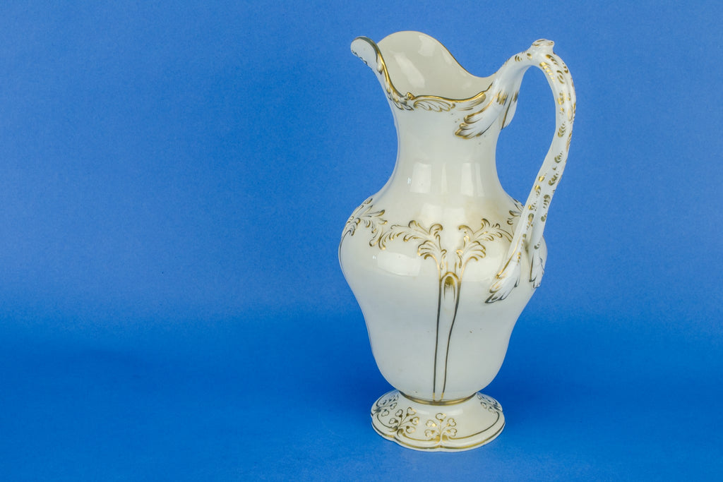 White and gold flower jug