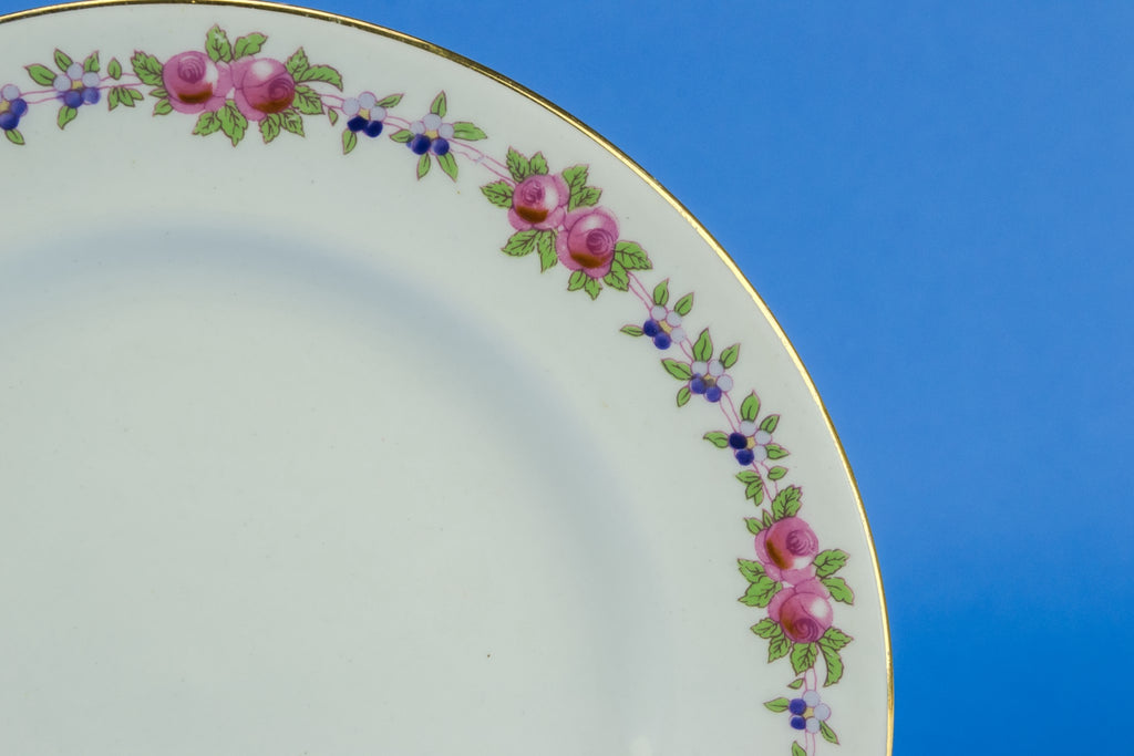 6 small pink cake plates