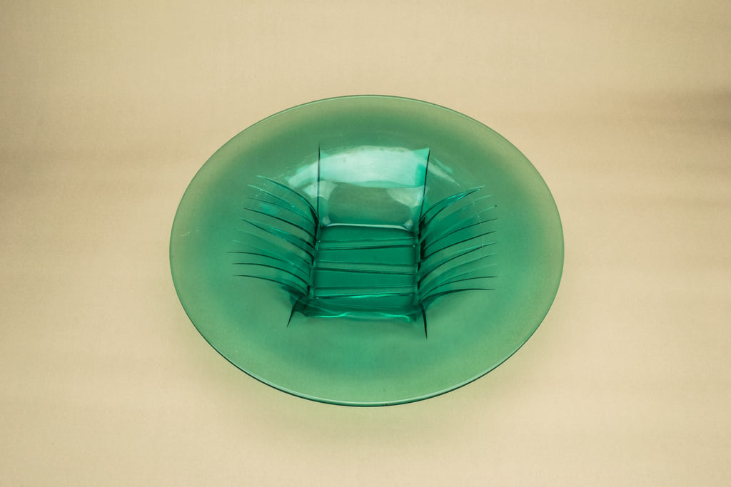 Large green glass bowl