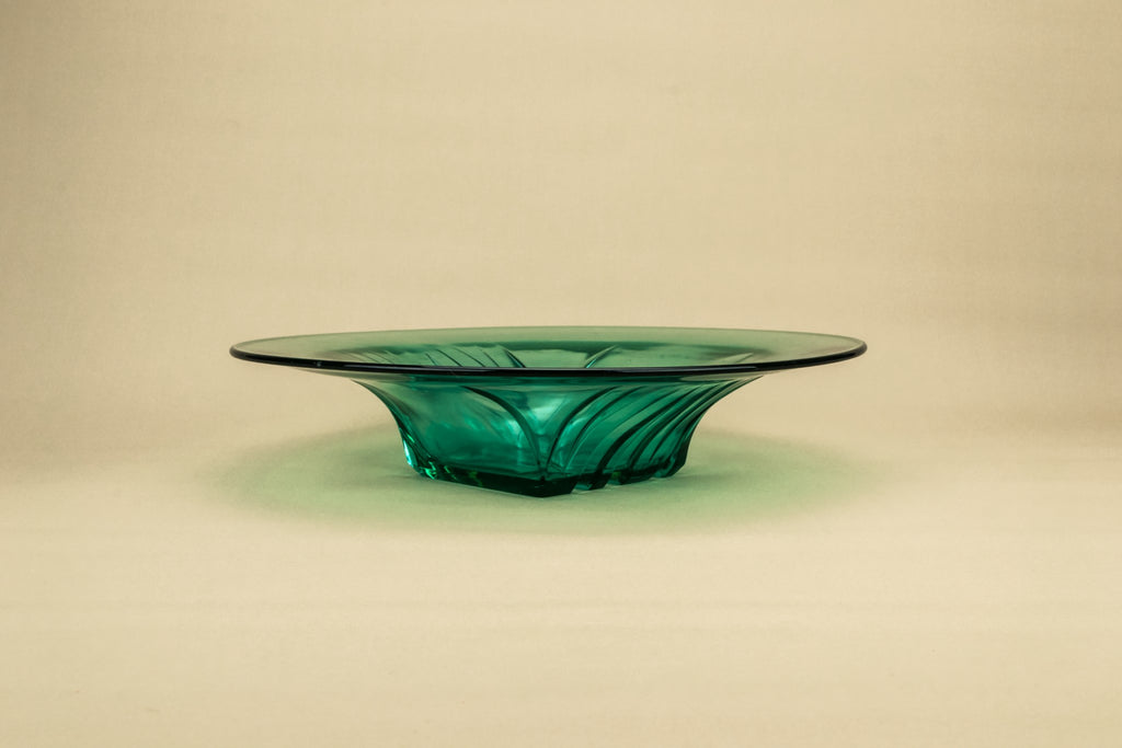 Large green glass bowl