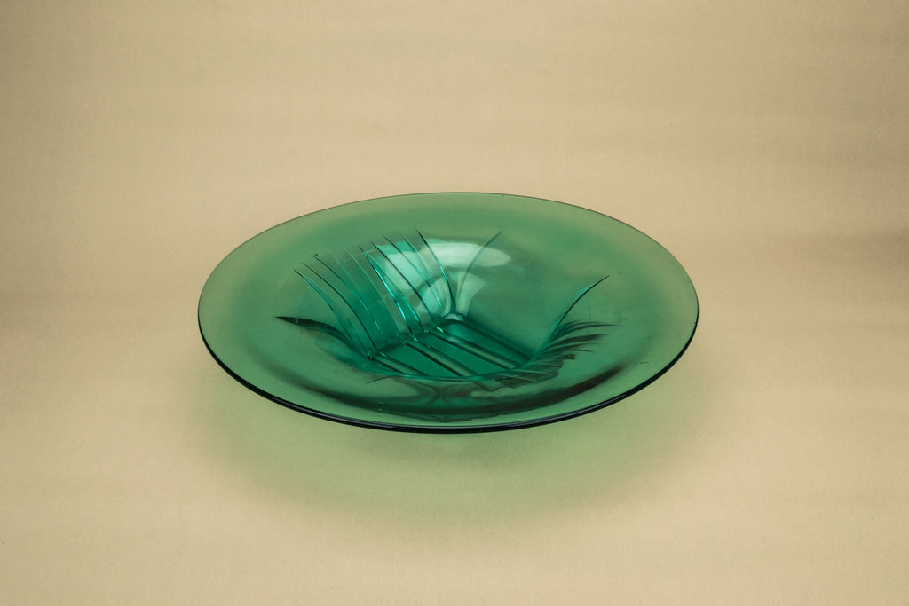 Large green glass bowl