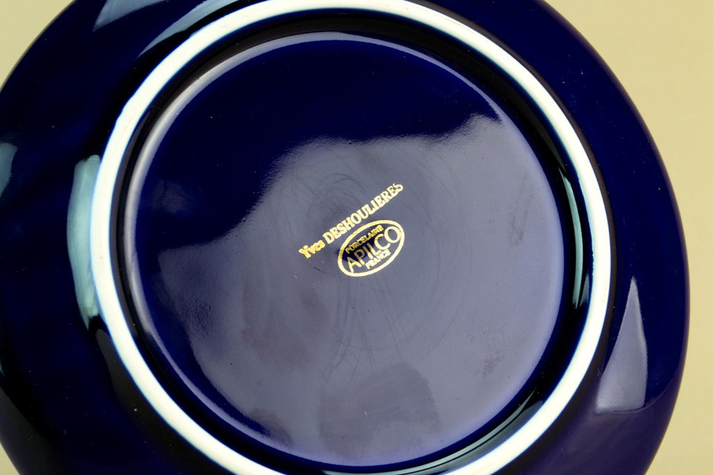 French Apilco blue tea plate