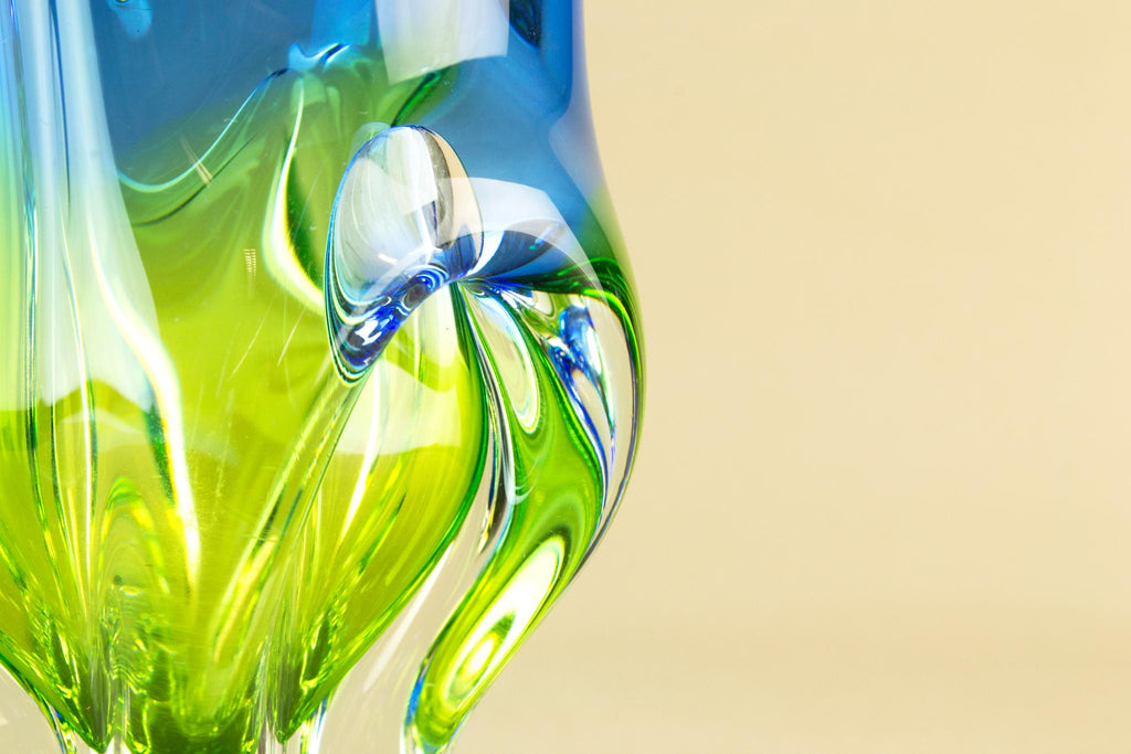 Green & blue blown glass vase