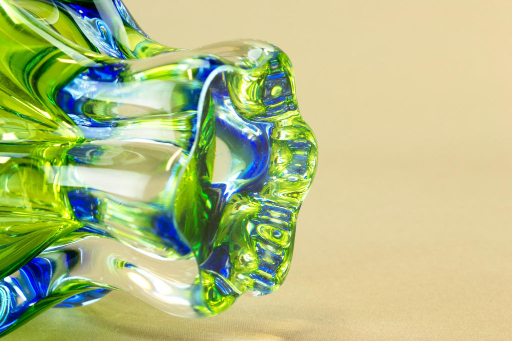 Green & blue blown glass vase