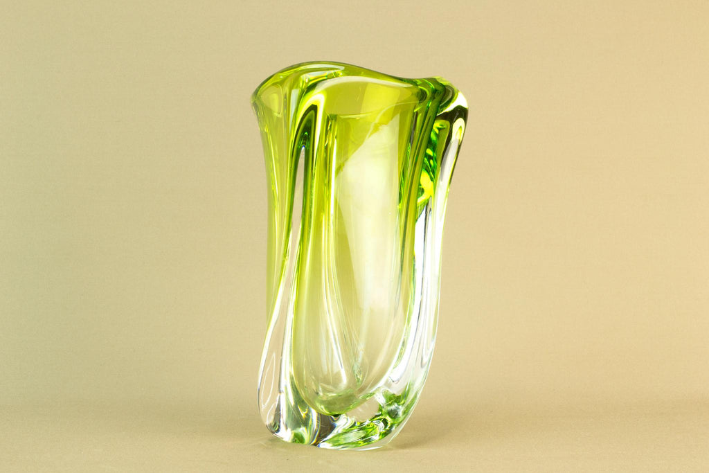 Green Glass Val St Lambert vase, 1950s