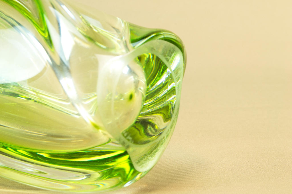 Green Glass Val St Lambert vase, 1950s