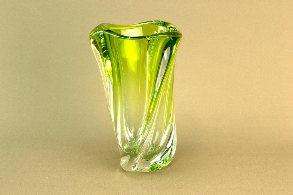 Green Glass Val St Lambert vase, 1950s