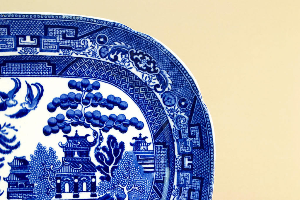 Medium blue willow platter, 1930s