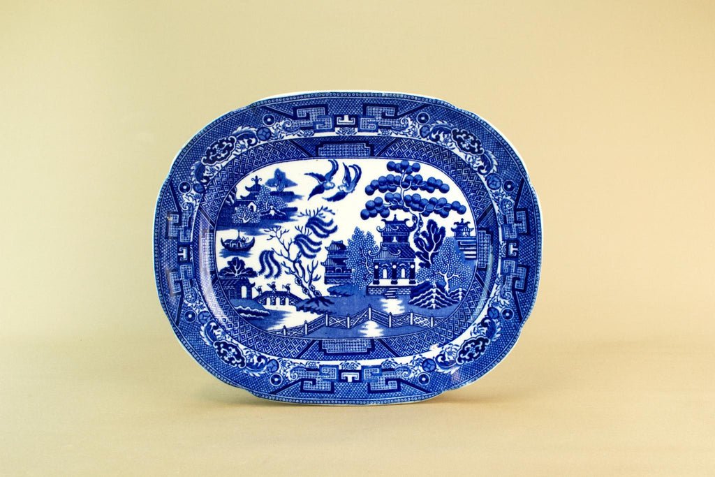 Medium blue willow platter, 1930s