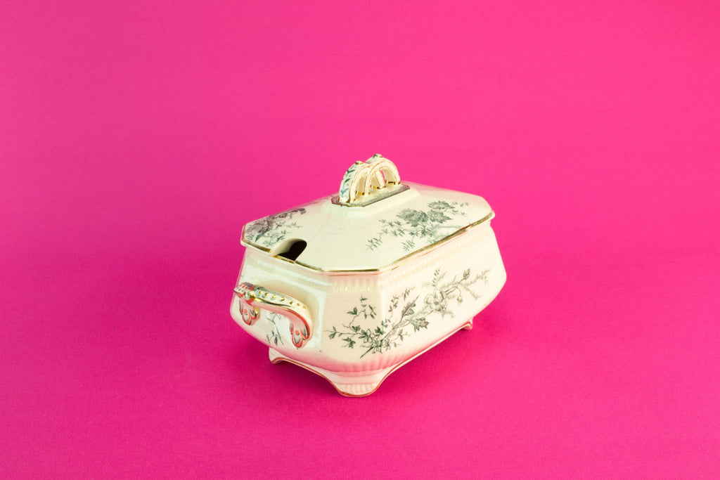 Small green floral serving bowl, 1880s