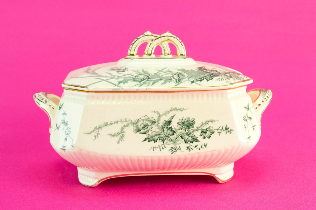 Small green floral serving bowl, 1880s