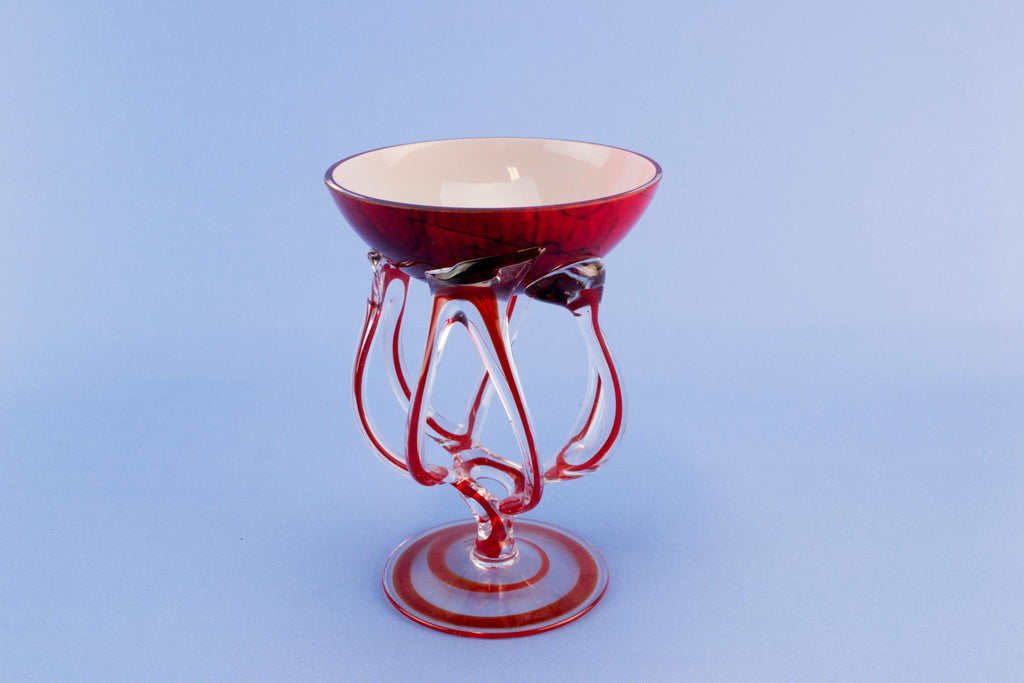 Red glass decorative bowl