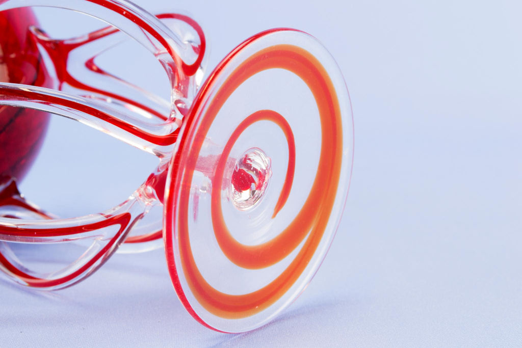 Red glass decorative bowl
