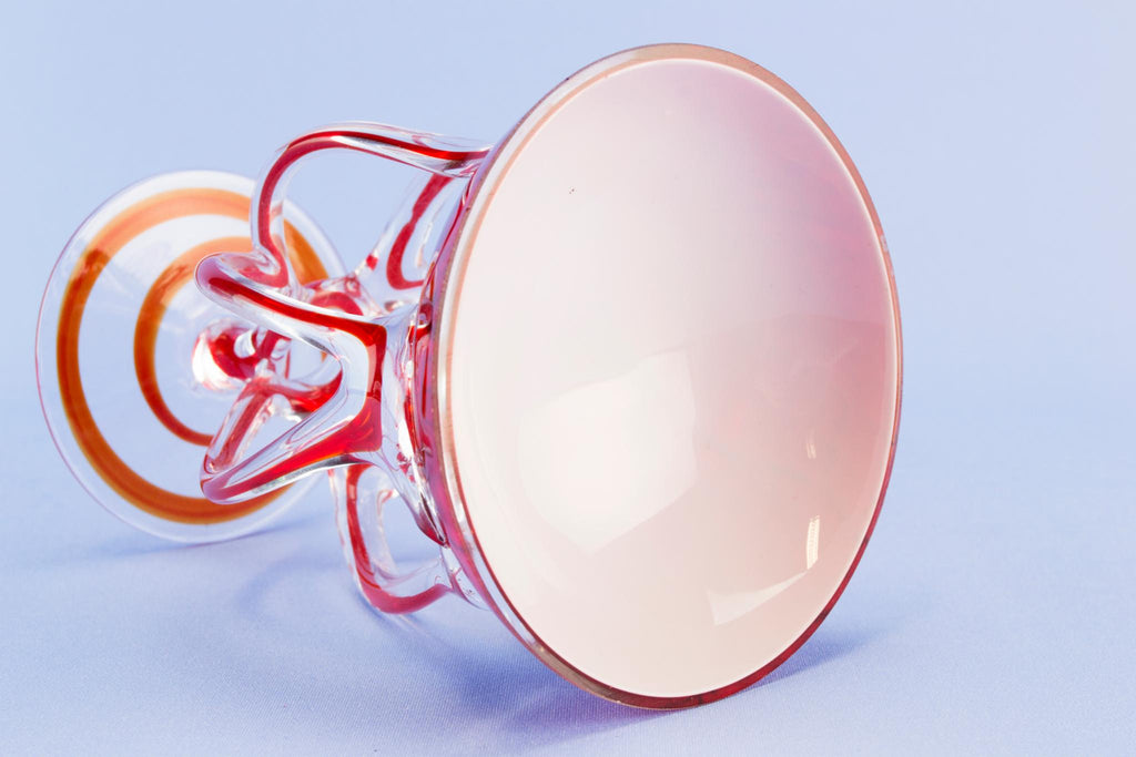 Red glass decorative bowl