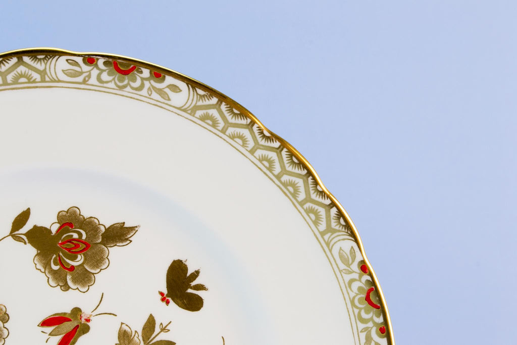 Gold & red tea set for 6, 1950s