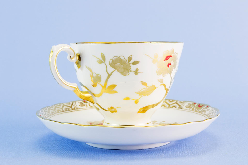 Gold & red tea set for two, 1950s