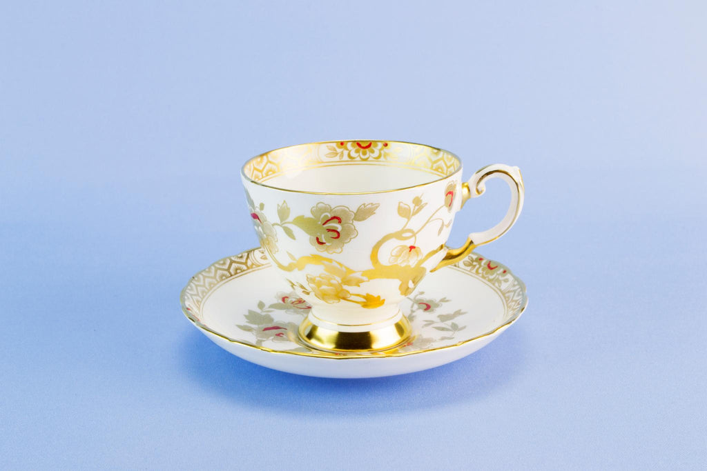 Gold & red tea set for two, 1950s