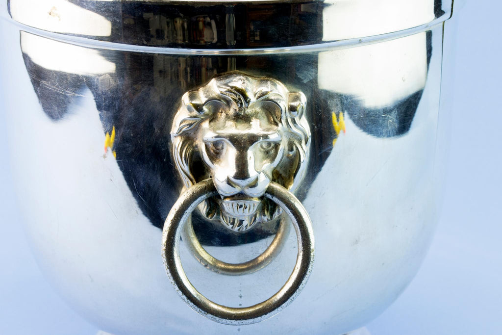 Silver plated ice bucket and tongs, mid 20th c