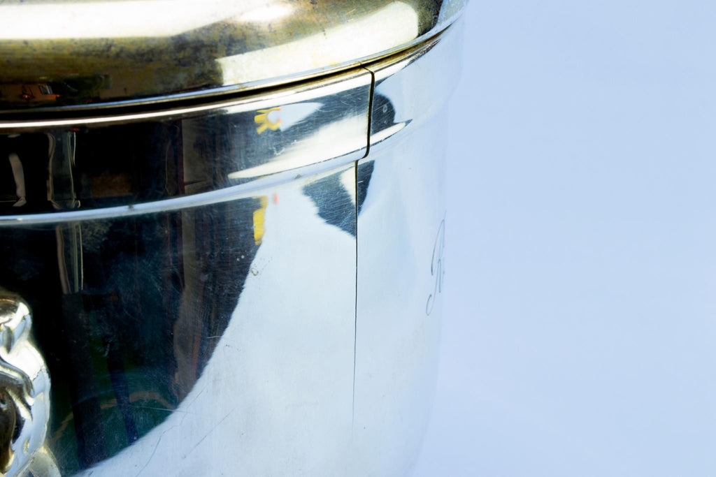 Silver plated ice bucket and tongs, mid 20th c