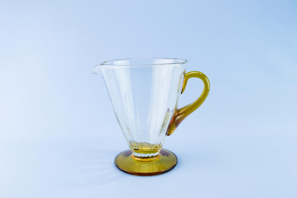Two tone glass jug, mid 20th century