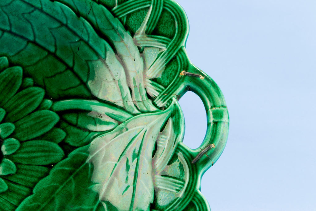 Sunflower green majolica bowl, late 19th c