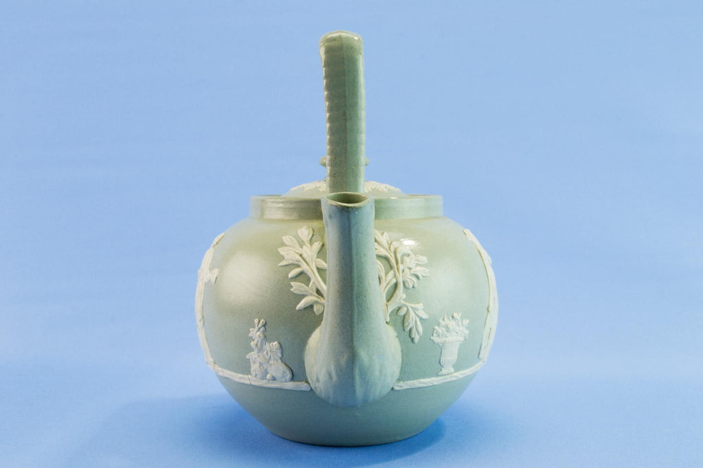 Globular green teapot, circa 1900