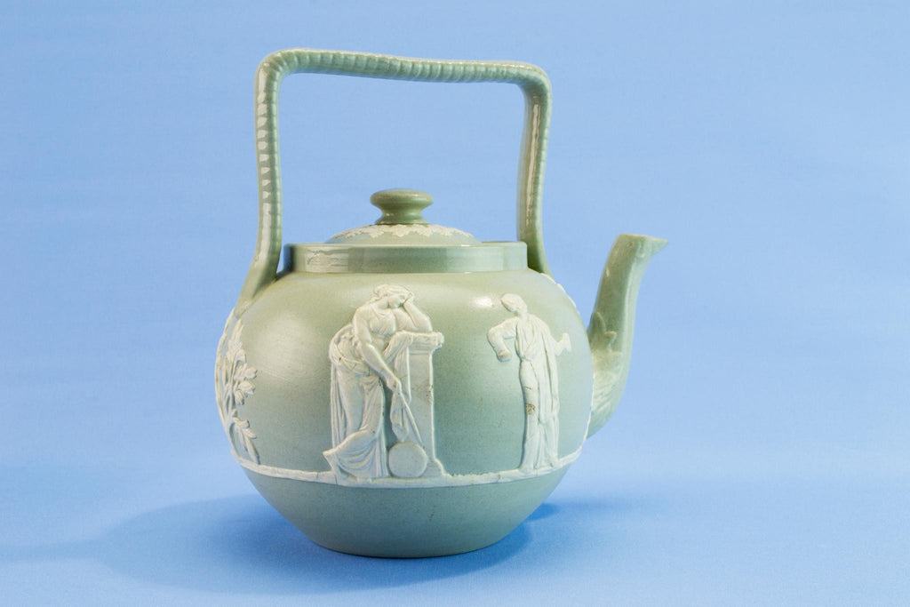Globular green teapot, circa 1900