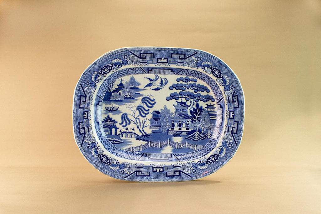 Large blue willow platter, late 19th c